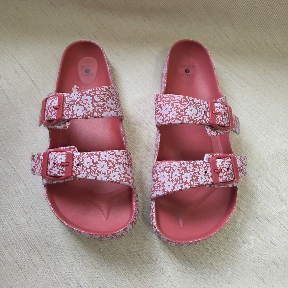 Shade & Shore pink and white floral sandals womens size 10